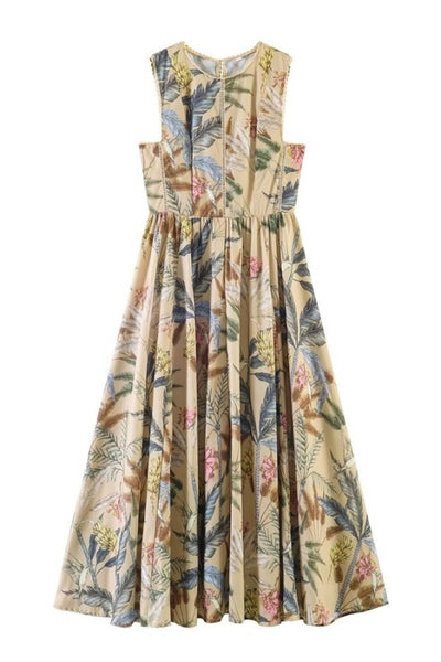 Tropical Print Midi Dress