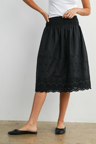 Lace Trim Midi Skirt