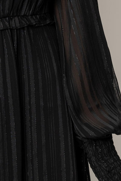 Chiffon Ruffle Detail Long Sleeve Dress