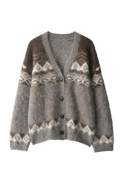 V Neck Jaquard Cardigan
