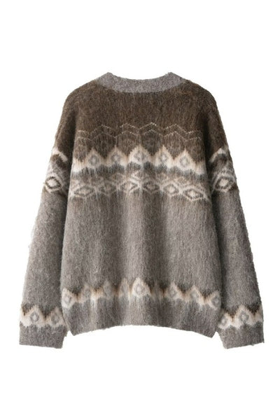 V Neck Jaquard Cardigan