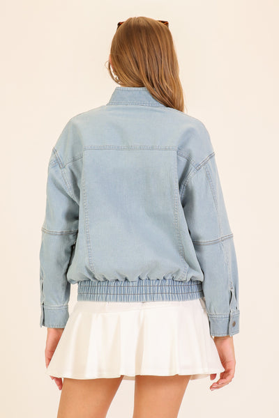 Light Denim Bomber Jacket
