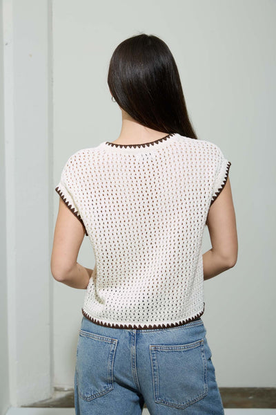 Contrast Crochet Top