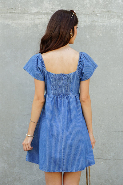 Chambray Pinstripe Mini Dress