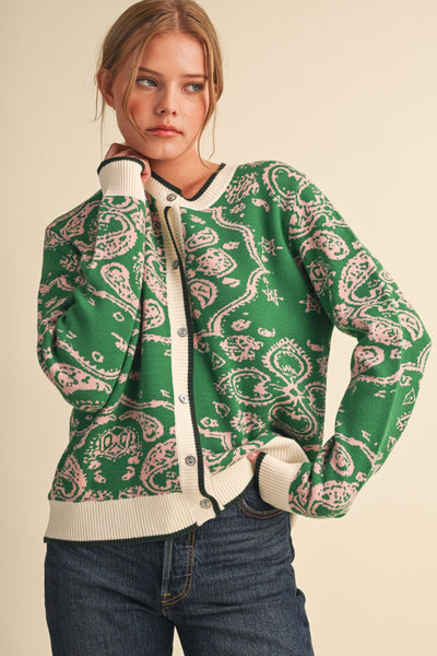 Paisley Contrast Cardigan