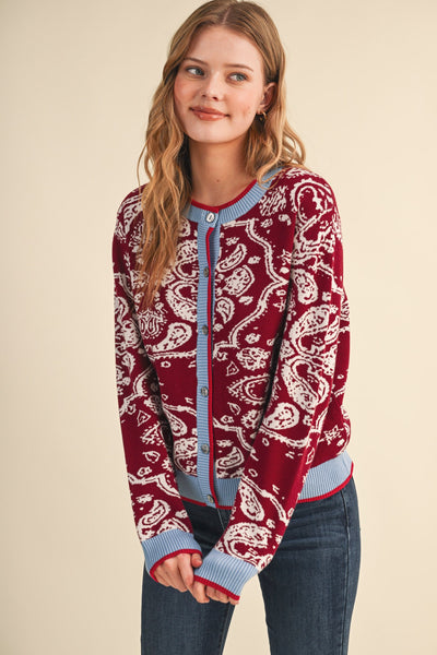 Paisley Contrast Cardigan