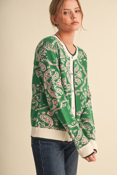 Paisley Contrast Cardigan