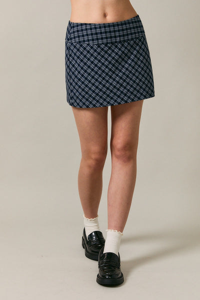 Mid Rise Plaid Mini Skirt