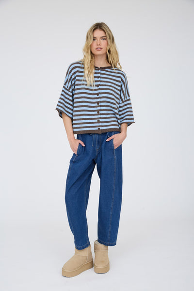 High Waisted Cropped Indigo Pants