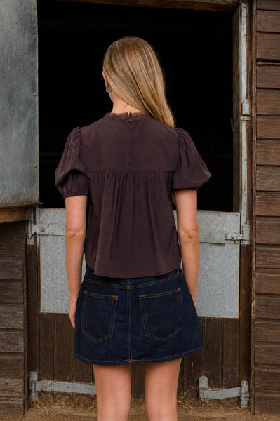 Lace Trim Pin Tuck Blouse