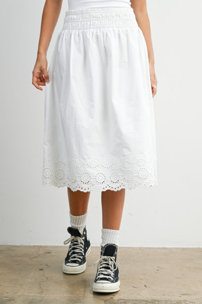 Lace Trim Midi Skirt