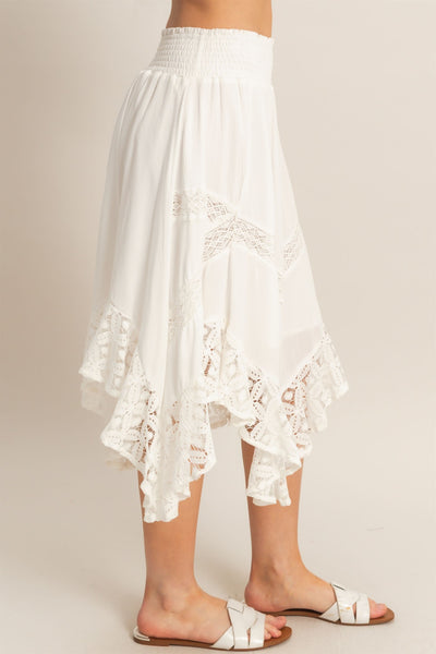 Smocked Lace Hem Skirt