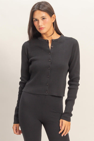 Ribbed Button Up Cardigan