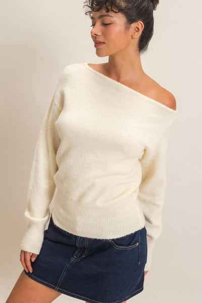 Off Shoulder Knit Sweater Top