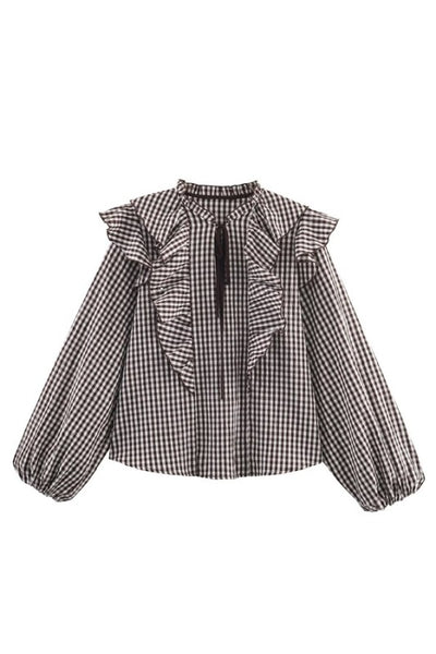 Plaid Ruffle Blouse