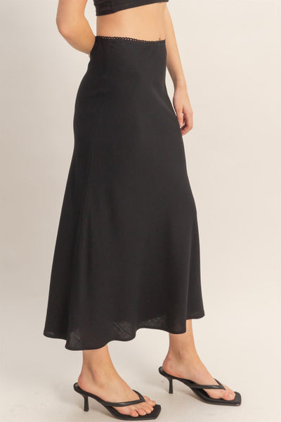 Elastic Waist Maxi Skirt