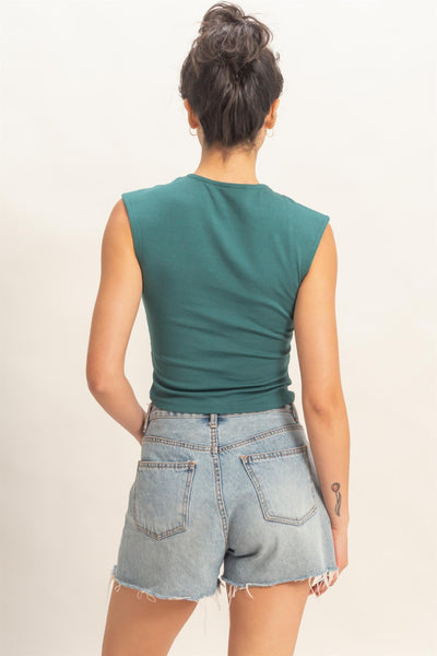 Ruched Cap Sleeve Top