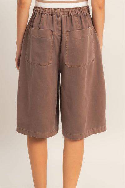Drawstring Waist Wide Leg Shorts