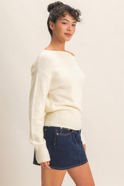 Off Shoulder Knit Sweater Top