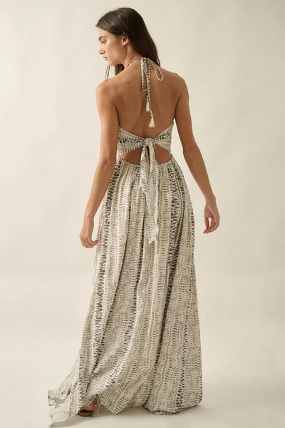 Abstract Print Halter Maxi