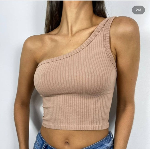 Ribbed One Shoulder Tank