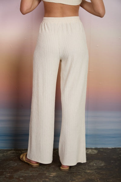 Texture Elastic Waist Pants