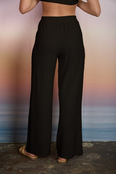 Texture Elastic Waist Pants