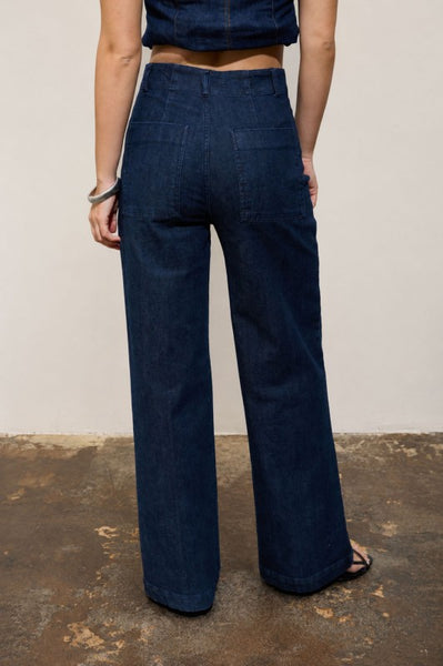 Front seam wide leg denim