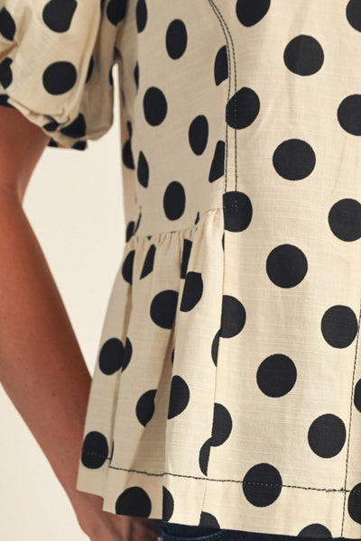 Puff Sleeves Lovely Polka Dot Blouse