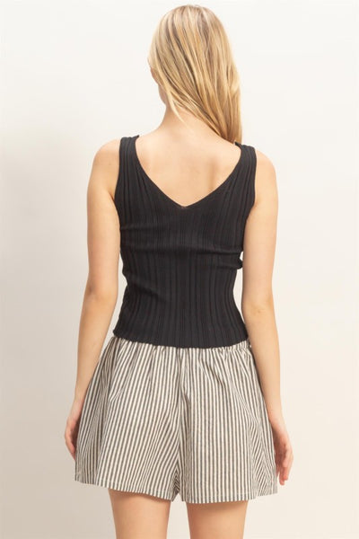 Ribbed V Neck Tank Top