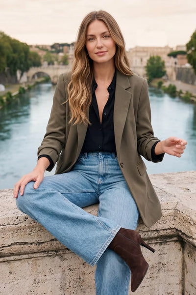 Long Sleeve Ruched Blazer