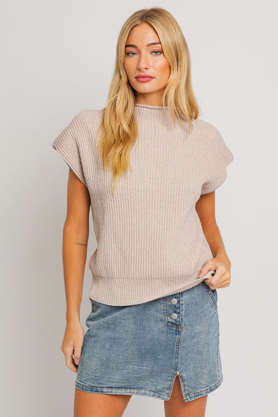 Turtle Neck Power Shoulder Sweater Vest