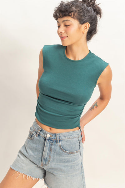 Ruched Cap Sleeve Top