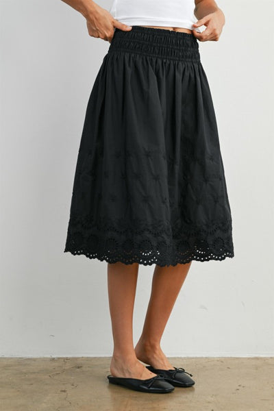 Lace Trim Midi Skirt