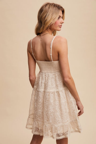Rose Patterns Lace Mini Dress
