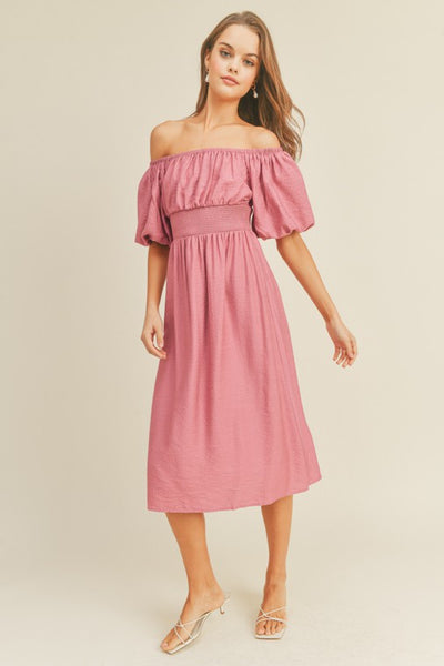 Puff Sleeve Midi Dress