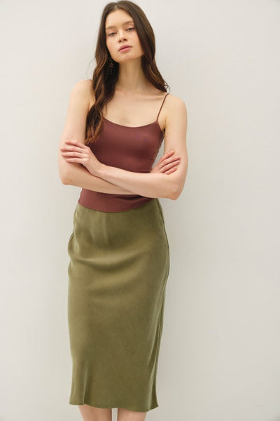 Suede Feel Midi Skirt