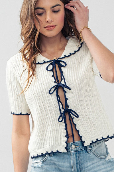 Ribbed Knit Polo Top