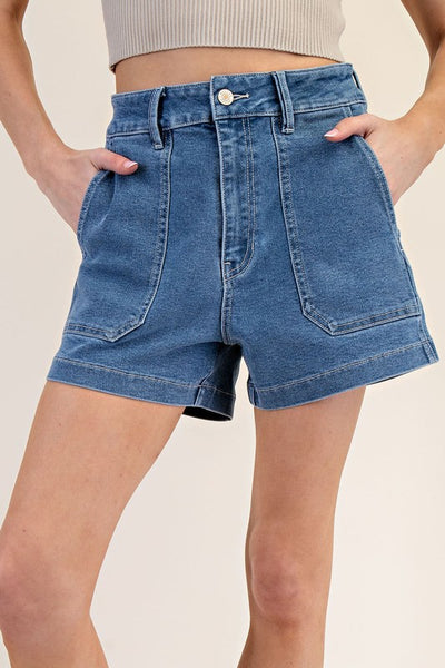 Denim Square Pocket Shorts