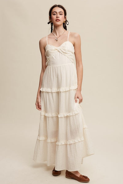 Tiered Spaghetti Strap Maxi Dress