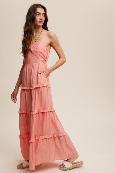 Tiered Spaghetti Strap Maxi Dress