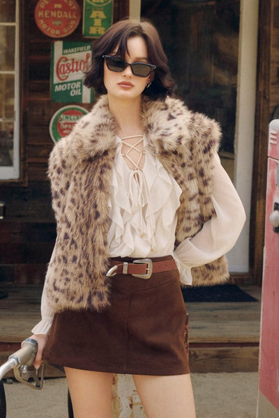 Spotted Faux Fur Vest