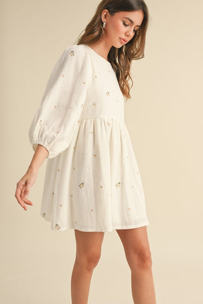 Puff Sleeve Babydoll Mini Dress