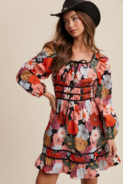 Floral Print Contrast Dress