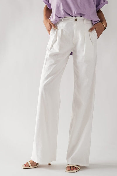 High Waisted Wide Fit Pleated Pants