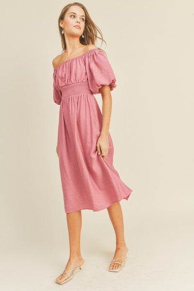 Puff Sleeve Midi Dress