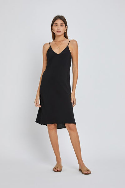 Solid V Neck Slip Dress