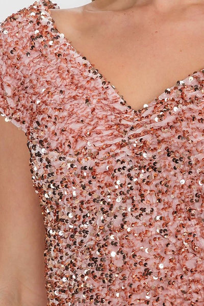 Wide Neck Sequin Mini Dress