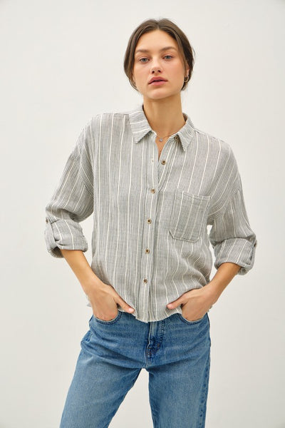 Striped Cotton Gauze Top