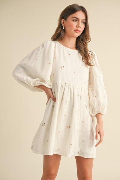 Puff Sleeve Babydoll Mini Dress